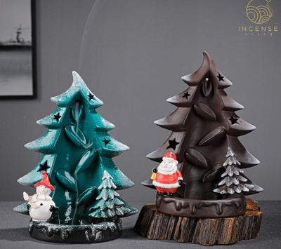 Christmas tree backflow incense burner on the table
